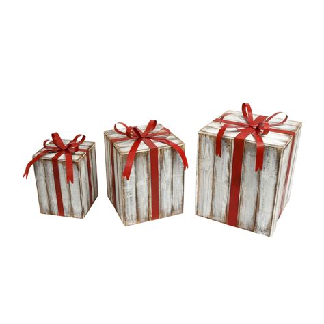 Wooden Nesting Gift Boxes with Metal Bow, Set of 3